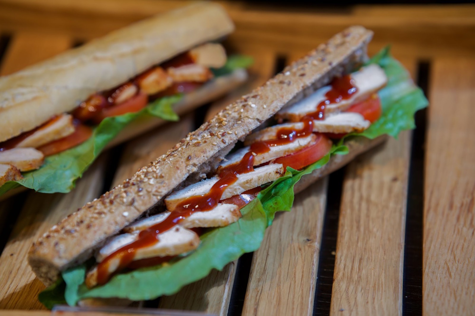 Catering belegtes Brötchen mit Huhn